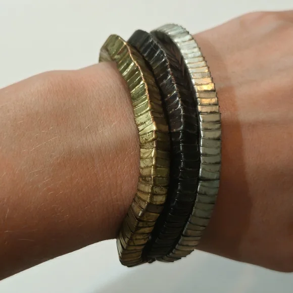 NEW Zara Metallic Coil Bracelet Silver Gold Black Avant Garde Bohemian Retro - Picture 2 of 7